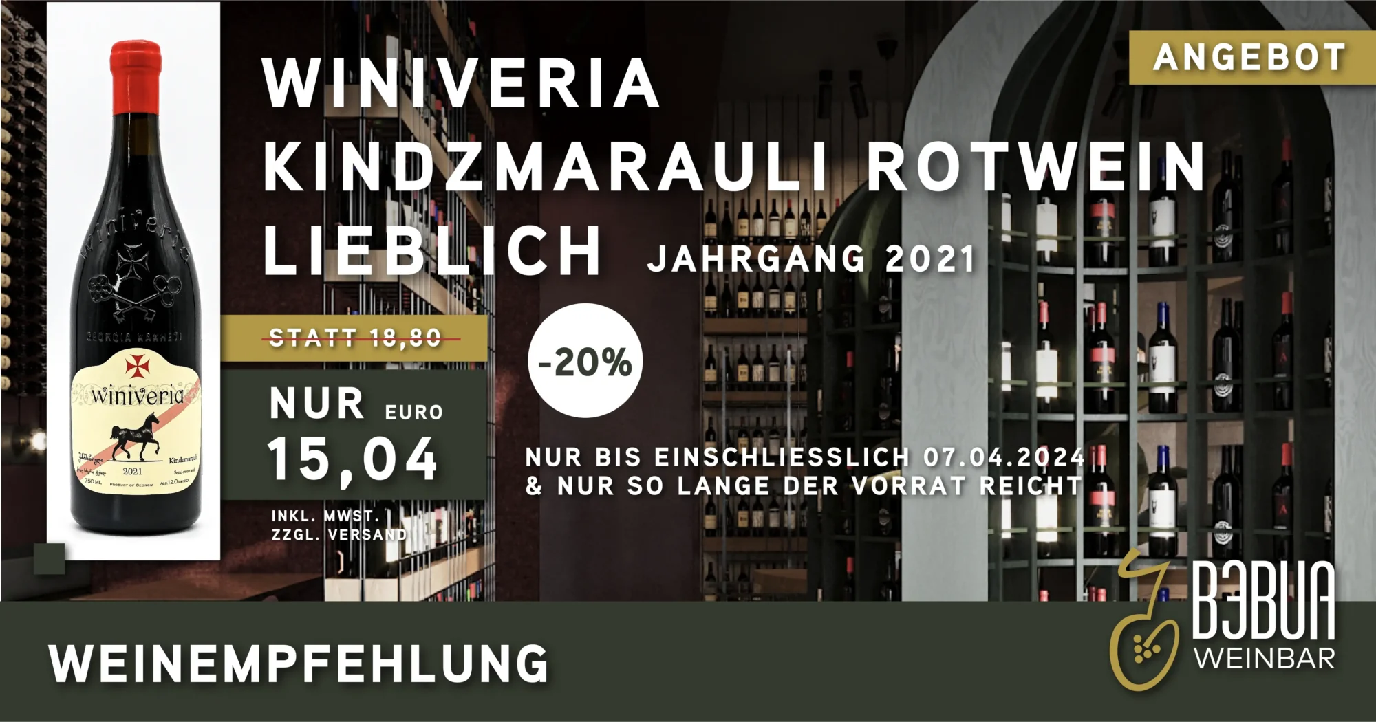 Angebot Winiveria Kindzmarauli 2021 Rotwein lieblich